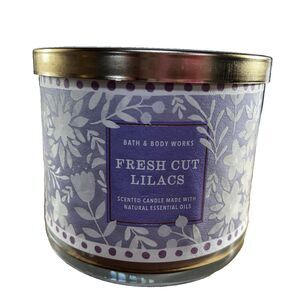 Bath & Body Works Fresh Cut Lilacs Scented 3 Wick Candle Natural Essential Oils